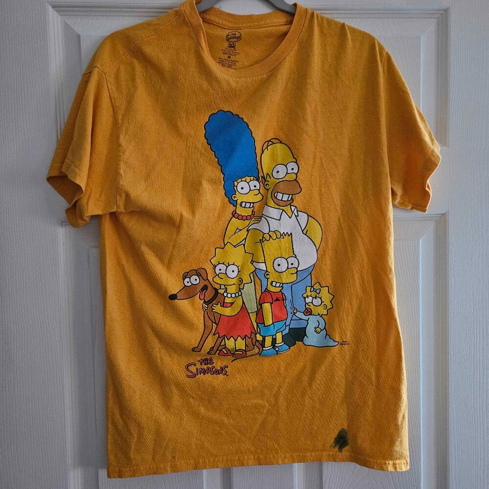 Vintage The Simpsons Family 20th Television Graphic Tee Yellow T-Shirt Mens M